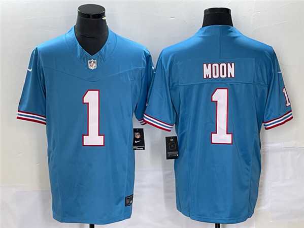 Men%27s Tennessee Titans #1 Warren Moon Light Blue 2023 F.U.S.E. Vapor Limited Throwback Stitched Football Jersey->tennessee titans->NFL Jersey